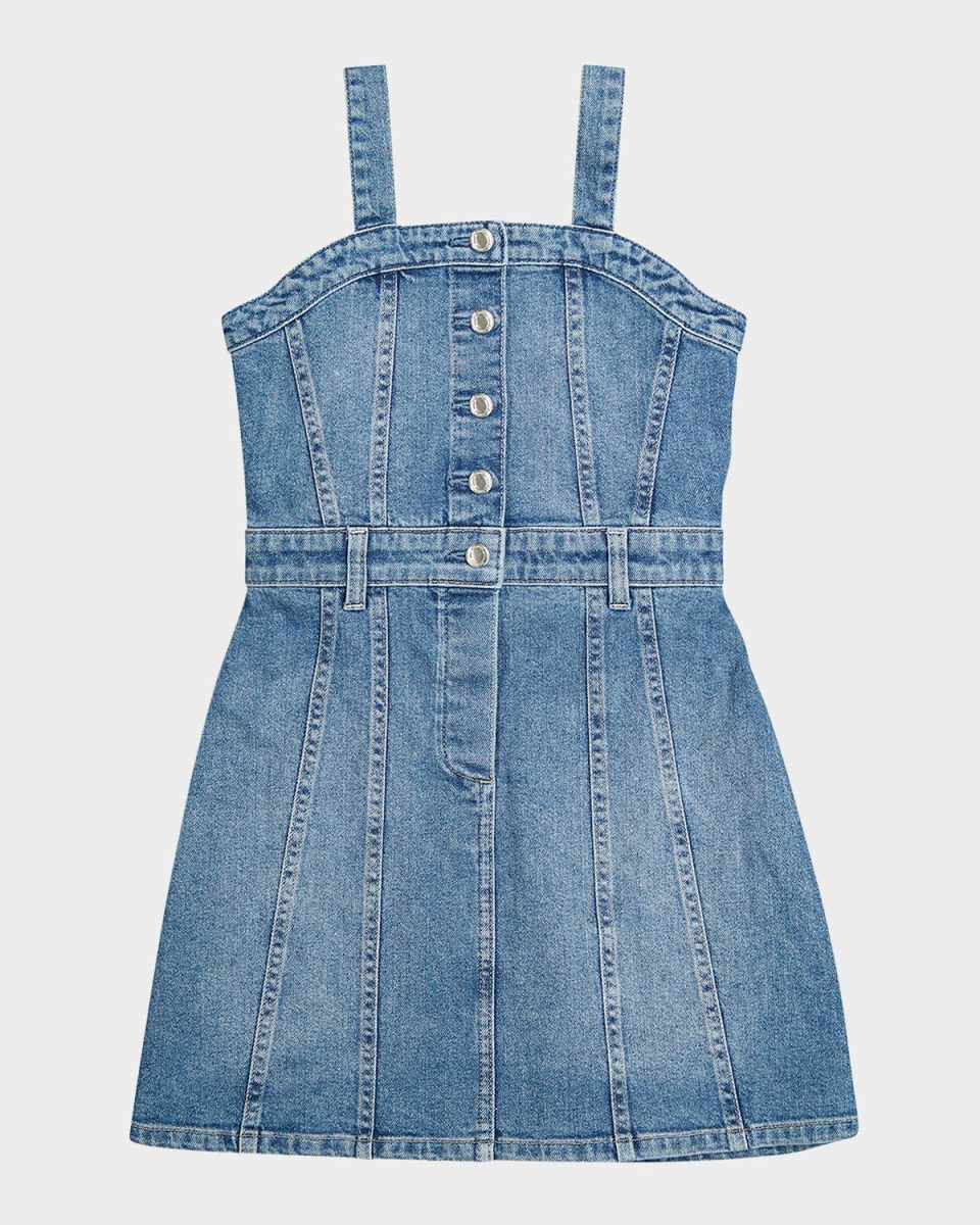 Girl's Trucker Denim Mini Dress, Size S-
